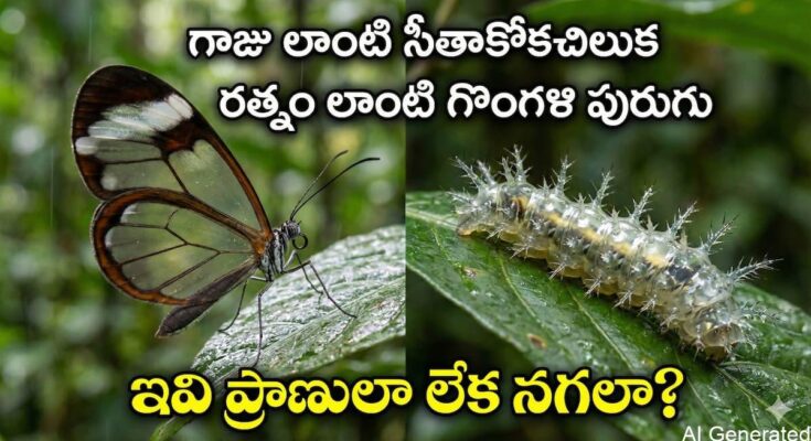 glasswing butterfly, jewel caterpillar