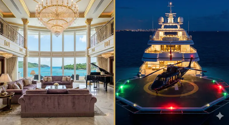 Inside Lürssen Luxury Yachts showing expensive interior features