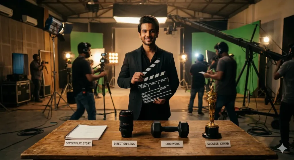 సినిమా నటుల విజయానికి కారణాలు చూపించే సినిమా షూటింగ్ దృశ్యం